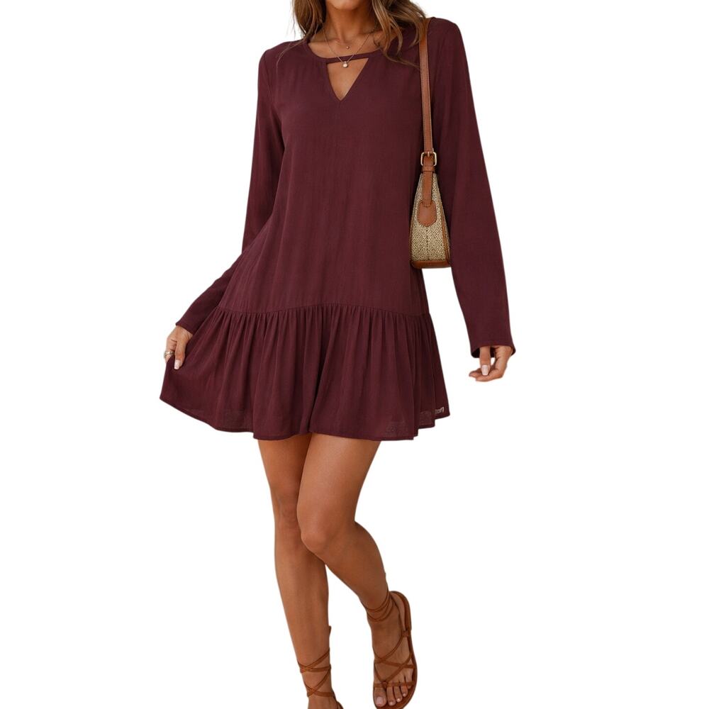 Hurley Cabo Dress NWT Burgundy Open Back Mini Dress Coastal Vacation Small